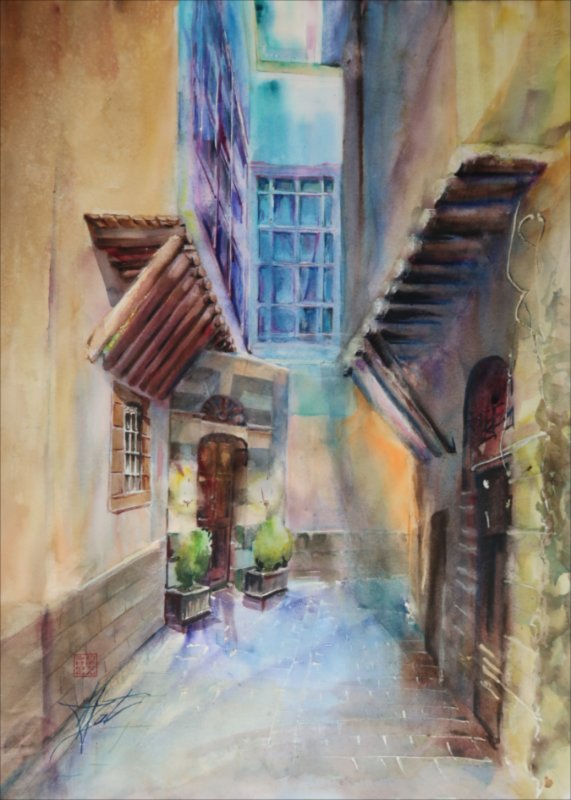 Case damaschine — Watercolour painting by Michaela Iatan