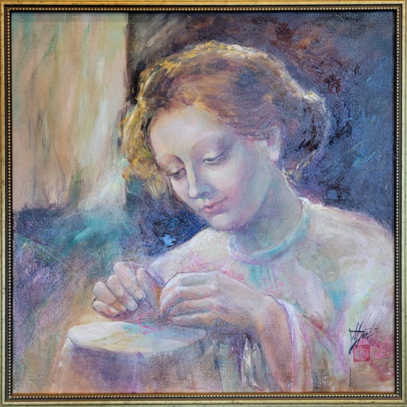 Meditation at gergef — Ulei pictură de Michaela Iatan