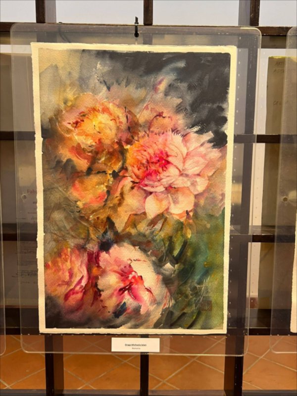 Bujori — Acuarelă pictură de Michaela Iatan