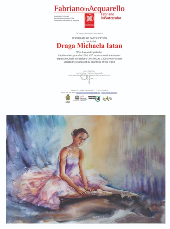 În spatele cortinei — Acuarelă pictură de Michaela Iatan