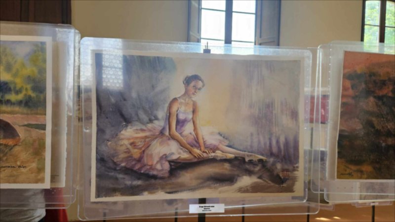 În spatele cortinei — Acuarelă pictură de Michaela Iatan