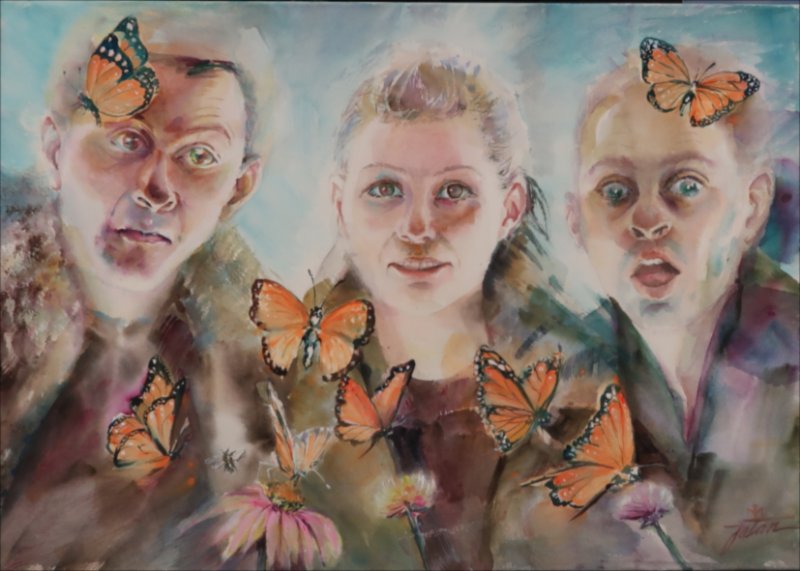 Prin geam- looking through the glass — Watercolour painting by Michaela Iatan